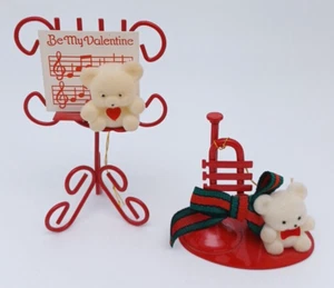 Vintage Avon Valentine Teddy Bear Collection Teddy on Music Stand & w Trumpet - Picture 1 of 8