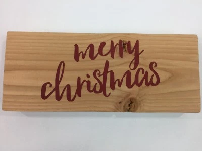 Merry Christmas Rustic REd Sign Holiday Decoration Painted Wood Block - Image 1 of 4