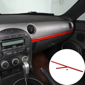 Tira de embellecimiento de tablero de instrumentos roja de fibra de carbono para Mazda MX-5 2009-2014 3 PIEZAS - Imagen 1 de 9