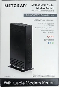NETGEAR Cable Modem with Built-in WiFi Router (C6230) -AC1200 WiFi-300 + 900Mbps - Picture 1 of 7