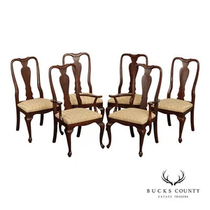 Ethan Allen 'Georgian Court' Set of Six Cherry Dining Chairs - Picture 1 of 17
