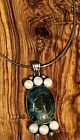 UNIQUE Turquoise & Pearl Sterling Silver Collar Necklace Native American Style