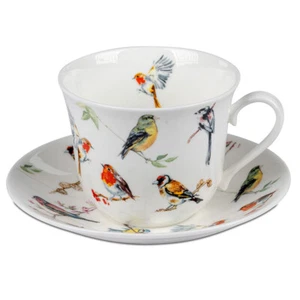 Jumbotasse mit Untertasse Birdwatch Vögel Blaumeise 296665 Roy Kirkham Porzellan - Bild 1 von 3