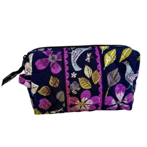 Vera Bradley Damen Kosmetiktasche klein lila Blumen Steppstoff EVA Innenfutter - Bild 1 von 6