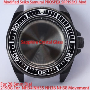 Cajas de reloj de acero inoxidable 316L 43,8 mm zafiro Seiko Samurai modificado para NH35 - Imagen 1 de 20