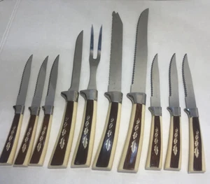 Regent Sheffield Cutlery Knife Set 10 Leaf Mid Century Vintage Woodlyn MCM - Picture 1 of 12