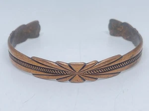 Vintage Solid Copper Bell Trading Post Sunburst Cuff Bracelet Native American - Picture 1 of 10