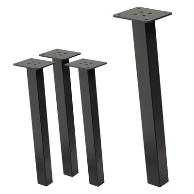 Patas de mesa 42cm inclinadas de acero gris oscuro 4x4cm en ángulo para muebles - Imagen 1 de 4