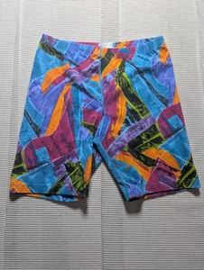 Vintage 80er 90er SPEEDO AUTHENTIC FITNESS Aerobic Gym abstrakte Shorts Damen XL - Bild 1 von 5