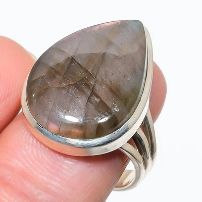 Anillo de compromiso de plata esterlina natural con racimo boho hija labradorita talla 9 Foto 1 de 4