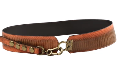 Cinturón ancho de cuero en relieve serpiente talla M cintura alta texturizado detalles de tachuelas Foto 1 de 4