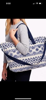 NWT Victoria's Secret 2025 PINK Weekender Tote Bag Cozy Plush Sherpa Blue - Image 1 of 4