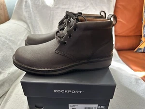 Rockport Mens Brown Leather Boots ST Lace-Up Chukka 8.5M - Picture 1 of 6