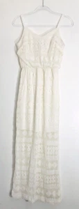 Vestido sin mangas Sandra Darren para mujer talla 6 marfil encaje superpuesto correas midi núcleo de hadas - Imagen 1 de 7