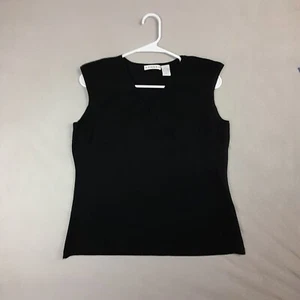 Hannah Silk Top Sleeveless womens Large Black V-neck Layered Pullover Soft - Picture 1 of 7