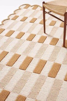 Vintage Wool Plaid Neutral Tufted Rug by Anthropologie - Handmade Wool Area Rug - Image 1 of 3