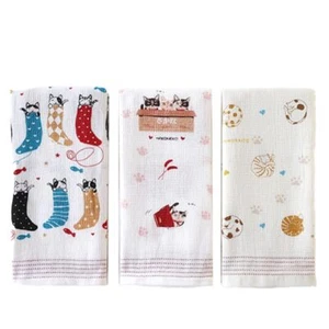 Juego de 3 Toallas Tenugui Japonesas Imabari Algodón Gasa Toallas Faciales Sashiko Gatos Calcetines - Imagen 1 de 2