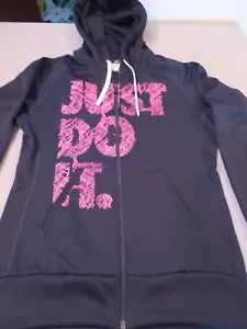 NIKE WOMEN'S THERMA-FIT FULL ZIP HOODIE BLACK HOT PINK LONGER LENGTH SIZE S - Picture 1 of 10