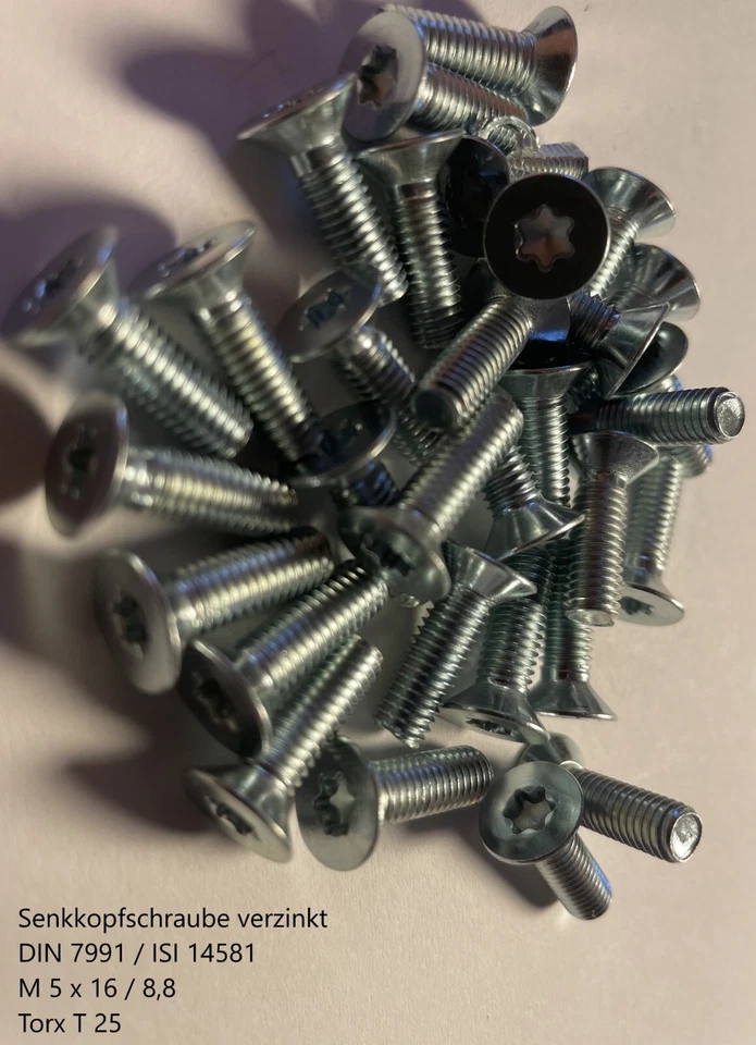 M5x16 DIN 7991 ISO 14581 Senkschrauben Torx 25 Senkkopfschrauben verzinkt 2802 - Bild 1 von 1