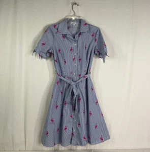 Chole + Rene Women's Button Down Flamingo Pattern Dress - Size S - Picture 1 of 4