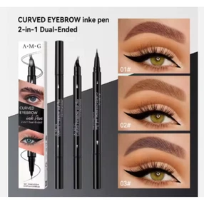 Eye Brow Pencils Fork Waterproof Lasting 2in1 Microblading Eyebrow Eyeliner Pen - Picture 1 of 6