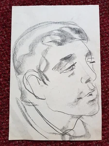 AKOS BIRO, ORIGINAL, CHARCOAL SKETCH OF MALE HEAD.MILON,PARIS,AUCTION APRIL 2015 - Picture 1 of 1