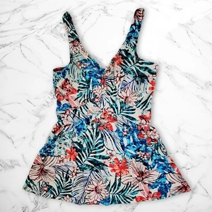 Azul Women's Swim Dress Size 16 Tropical Floral Swimsuit Bathingsuit Hawaiian - Picture 1 of 13