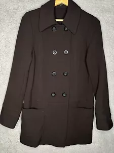 Cue Australia Women's Size 10 Dark Brown Longline Button Up Coat Jacket. - Picture 1 of 8