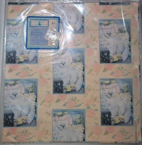 Cat & Floral Gift Wrap Paper New NWT UNUSED 2 Sheets 20" X 29.5" Stephen Lawren - Bild 1 von 9