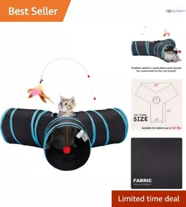 3-Way Collapsible Cat Tunnel with Peephole & Ball Toy for Active Kittens - Picture 1 of 9