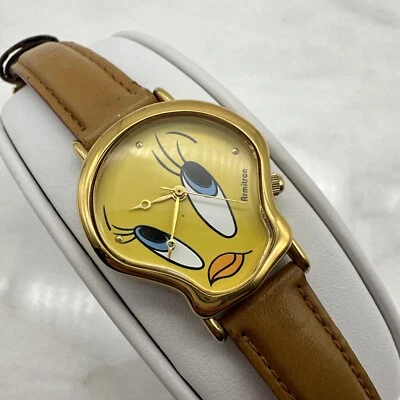 Reloj Armitron Piolín Pájaro De Colección Mujer Tono Dorado 1997 Banda Marrón - Batería Nueva Foto 1 de 4