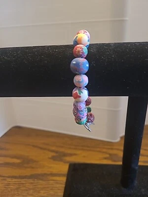 Pulsera elástica artesanal de silicona colorida festiva boho con cuentas con... Foto 1 de 4