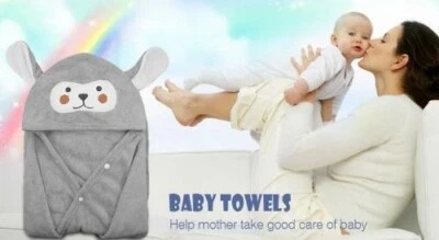 TOALLA DE BAÑO BEBÉ CON CAPUCHA ANIMAL TEMÁTICA GRIS, MARRÓN, BLANCO Foto 1 de 3