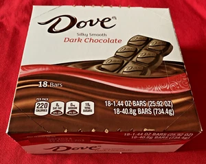 DOVE ~ Silky Smooth DARK CHOCOLATE ~ Singles Size Bar 1.44-Ounce ~ 18 Count - Picture 1 of 1
