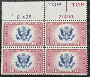 Entrega especial de correo aéreo de EE. UU. (Scott CE2), bloque de placa de flecha #4 como nuevo-OG-NH VF-XF - Imagen 1 de 2