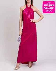 RRP€330 NORA BARTH Maxi Dress IT42 US6 UK10 M Pink Lined Halter Made in Italy - Picture 1 of 8