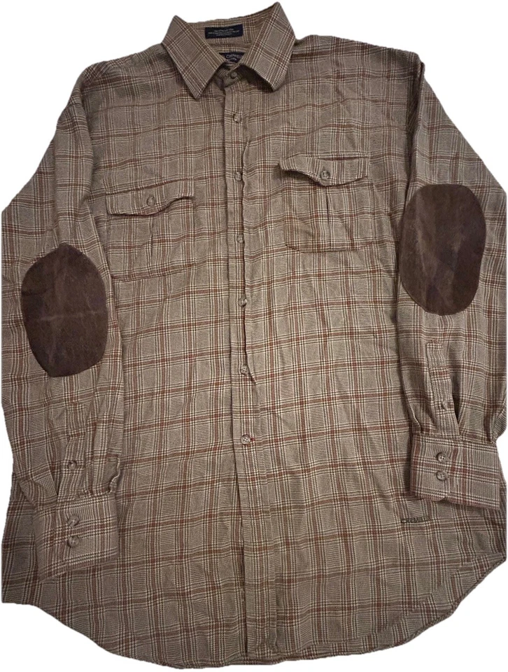 Coleção Daniel Cremieux Masculina Grande Marrom Xadrez Flanela Algodão Cotovelo Patches - Imagem 1 de 4
