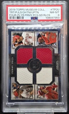 2019 Topps Museum Collection 4 Relics /99 SHOHEI OHTANI/TROUT/PUJOLS/UPTON PSA 8 - Image 1 of 2