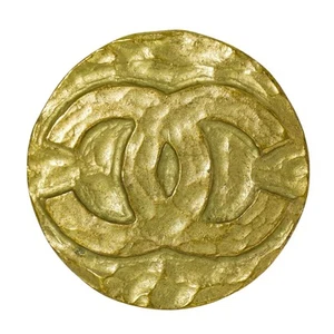 Broche redondo chapado en oro Chanel CC - Imagen 1 de 8