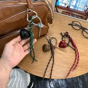Cherry Bow Leather Rope Keychain Handmade Bag Charms Gifts - Picture 1 of 18