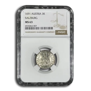 1691 Austria Silver 3 Kreuzer MS-63 NGC - Picture 1 of 3