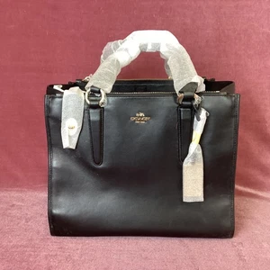 Coach Leather Crosby Carryall Satchel Cross-Body Black Purse (10B) MO#8755 - Picture 1 of 13
