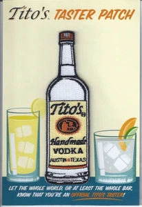Tito's Handmade Vodka Bottle Taster Patch Iron On NEW - Picture 1 of 3