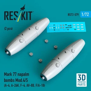 ResKit RS72-0579 1/72 Mk-77 Napalm Bombs Mod.4/5 (2 Stück) Resin Flugzeug Waffen - Bild 1 von 3