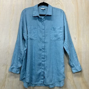 J jill Love Leinenhemd blau Knopfleiste Gr. M - Bild 1 von 10