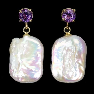 925 Sterling Silver Earrings Round Peridot 5mm Pearl Natural Gemstone Jewelry - Picture 1 of 14