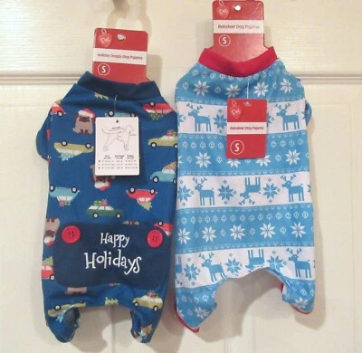 Pet Central DOG PAJAMAS~LOT of 2 size SMALL~NWT ~JUMPSUIT~HOLIDAY~Soft Set Pair - Image 1 of 4