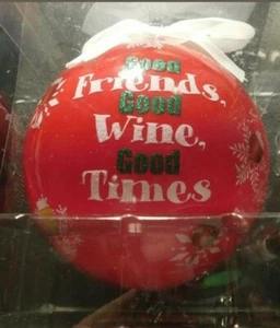 GOOD FRIENDS GOOD WINE GOOD TIMES PERSONALIZED BALL CHRISTMAS ORNAMENT! a47UNN - Picture 1 of 3
