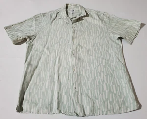 ZARA Men’s Size L Button Up Shirt Short Sleeve Green White - Picture 1 of 4