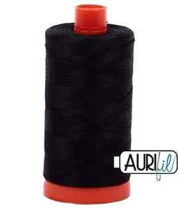 Aurifil Black 50 wt Cotton 1422 yd - Picture 1 of 1